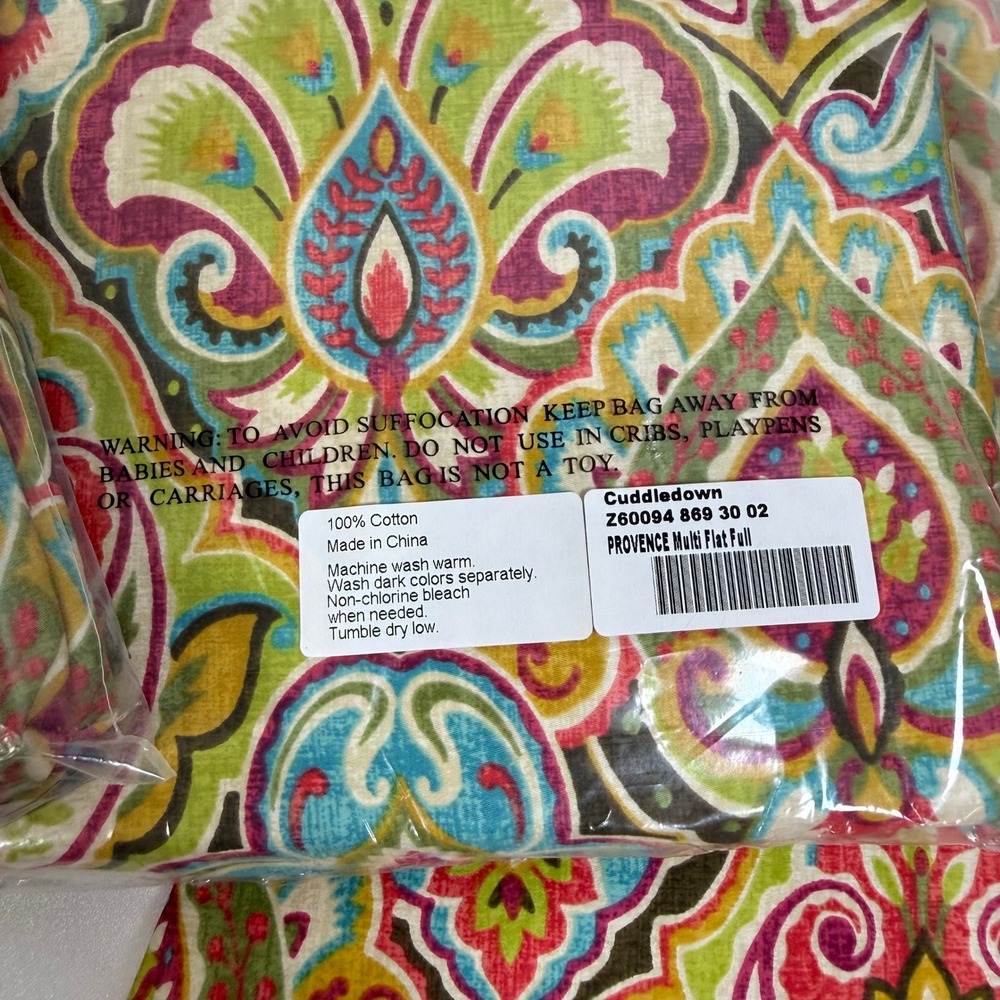 Cuddledown Provence 2 Flat Sheet Pillowcases Full Multi Color 100% Cotton Floral - Picture 4 of 5